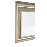 Benzara Wooden Frame Mirror with LED Light, Champagne Gold and Silver BM219059 Gold and Silver Solid Wood, Mirror and Engineered Wood BM219059