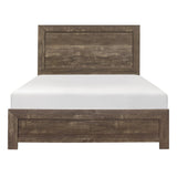 Benzara Rustic Panel Design Wooden Queen Size Bed with Block Legs Support, Brown BM219066 Brown Solid Wood, Veneer and Engineered Wood BM219066