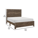 Benzara Rustic Panel Design Wooden Queen Size Bed with Block Legs Support, Brown BM219066 Brown Solid Wood, Veneer and Engineered Wood BM219066