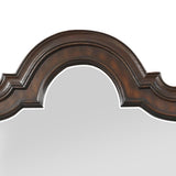 Benzara Scalloped Design Wooden Frame Mirror with Molded Details, Brown and Silver BM219069 Brown and Silver Solid Wood, Veneer, Mirror and Engineered Wood BM219069