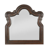 Scalloped Design Wooden Frame Mirror with Molded Details, Brown and Silver