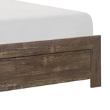 Benzara Rustic Panel Design Wooden California King Size Bed with Block Legs, Brown BM219072 Brown Solid Wood, Veneer and Engineered Wood BM219072