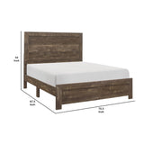 Benzara Rustic Panel Design Wooden California King Size Bed with Block Legs, Brown BM219072 Brown Solid Wood, Veneer and Engineered Wood BM219072