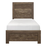 Benzara Rustic Panel Design Wooden Twin Size Bed with Block Legs Support, Brown BM219074 Brown Solid Wood, Veneer and Engineered Wood BM219074