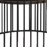 Benzara Circular Cage Shaped Metal Frame End Table with Wood Top, Brown and Black - BM219230 BM219230 Brown and Black Metal, Solid Wood BM219230