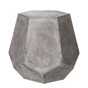 Benzara Modern Geometrically Design Faceted Concrete Stool with Flat Base, Gray BM219232 Gray Concrete BM219232