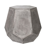 Modern Geometrically Design Faceted Concrete Stool with Flat Base, Gray