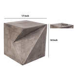 Benzara Modern Design Faceted Concrete Stool with Rectangular Top, Gray BM219240 Gray Concrete BM219240