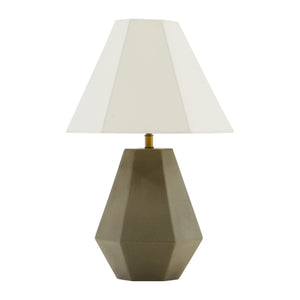 Benzara Concrete Base Modern Table Lamp with Empire Shade, White and Gray BM219243 White and Gray Concrete BM219243