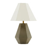 Concrete Base Modern Table Lamp with Empire Shade, White and Gray