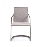 Benzara Leatherette Padded Back Dining Chair with Semi Circular Base, Gray - BM219285 BM219285 Gray Metal, Leatherette BM219285