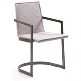 Benzara Leatherette Padded Back Dining Chair with Semi Circular Base, Gray - BM219285 BM219285 Gray Metal, Leatherette BM219285