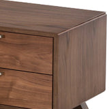 Benzara 2 Drawer Wooden Nightstand with Metal Bar Handles and Angled Legs, Brown - BM219286 BM219286 Brown Solid wood, Veneer BM219286