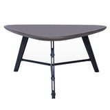 Triangular Coffee Table with Faux Concrete Coated Top, Gray and Black - BM219296