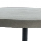 Benzara Round Shaped End Table with Concrete Top and Base, Gray - BM219297 BM219297 Gray and Black Metal and Concrete BM219297