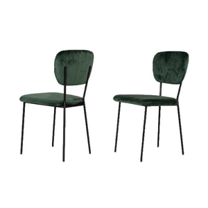 Benzara Fabric Curved Back Dining Chair with Metal Tubular Legs, Set of 2, Green - BM219299 BM219299 Green Metal and Fabric BM219299