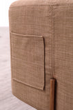 Benzara Fabric Upholstered Rectangular Shaped Ottoman with Side Pocket, Brown - BM219313 BM219313 Brown Metal, Fabric BM219313