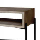 Benzara Rectangular Console Table with Concrete Top and  Metal Base, Gray and Black - BM219316 BM219316 Gray and Black Metal and Concrete BM219316