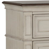 Benzara Two Drawer Wooden Nightstand with Bracket Legs, White and Brown BM219442 Brown and White Wood BM219442