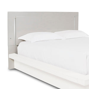 Benzara Wooden Headboard with Molded Details and Sled Base, Brown BM219462 White Wood BM219462