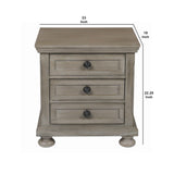 Benzara Wooden Nightstand with Metal Knobs and Natural Grain Texture, Beige BM219474 Beige Wood BM219474