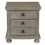 Benzara Wooden Nightstand with Metal Knobs and Natural Grain Texture, Beige BM219474 Beige Wood BM219474