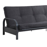 Benzara Fabric Upholstered Button Tufted Futon with Metal Frame, Gray BM219527 Gray Metal and Fabric BM219527