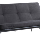 Benzara Fabric Upholstered Button Tufted Futon with Metal Frame, Gray BM219527 Gray Metal and Fabric BM219527