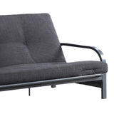 Benzara Fabric Upholstered Button Tufted Futon with Metal Frame, Gray BM219527 Gray Metal and Fabric BM219527