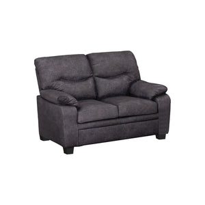 Benzara Fabric Upholstered Loveseat with Pillow Top Armrests and Padded Seat, Gray BM219543 Gray Solid Wood and Fabric BM219543