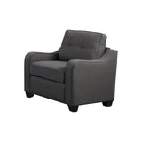 Fabric Upholstered Chair with Sloped Armrests and Tapered Block Legs, Gray