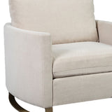 Benzara Fabric Upholstered Chair with Metal Sled Base and Curved Armrests, Beige BM219556 Beige Solid Wood and Fabric BM219556