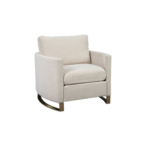 Benzara Fabric Upholstered Chair with Metal Sled Base and Curved Armrests, Beige BM219556 Beige Solid Wood and Fabric BM219556