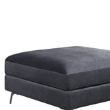 Benzara Fabric Upholstered Square Ottoman with Metal Bracket Legs, Gray BM219562 Gray Solid Wood and Fabric BM219562