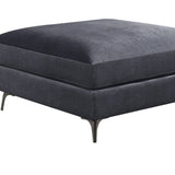 Benzara Fabric Upholstered Square Ottoman with Metal Bracket Legs, Gray BM219562 Gray Solid Wood and Fabric BM219562