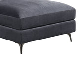 Benzara Fabric Upholstered Square Ottoman with Metal Bracket Legs, Gray BM219562 Gray Solid Wood and Fabric BM219562