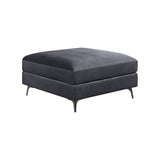 Benzara Fabric Upholstered Square Ottoman with Metal Bracket Legs, Gray BM219562 Gray Solid Wood and Fabric BM219562