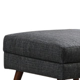 Benzara Fabric Upholstered Rectangular Ottoman with Round Angled Legs, Gray BM219563 Gray Solid Wood and Fabric BM219563