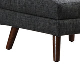 Benzara Fabric Upholstered Rectangular Ottoman with Round Angled Legs, Gray BM219563 Gray Solid Wood and Fabric BM219563