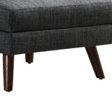 Benzara Fabric Upholstered Rectangular Ottoman with Round Angled Legs, Gray BM219563 Gray Solid Wood and Fabric BM219563