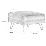 Benzara Fabric Upholstered Rectangular Ottoman with Round Angled Legs, Gray BM219563 Gray Solid Wood and Fabric BM219563