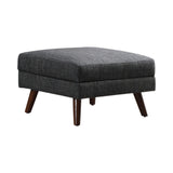 Benzara Fabric Upholstered Rectangular Ottoman with Round Angled Legs, Gray BM219563 Gray Solid Wood and Fabric BM219563