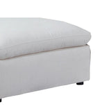 Benzara Fabric Upholstered Square Shape Ottoman with Round Legs, Off White BM219564 White Solid Wood and Fabric BM219564