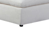 Benzara Fabric Upholstered Square Shape Ottoman with Round Legs, Off White BM219564 White Solid Wood and Fabric BM219564