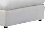 Benzara Fabric Upholstered Square Shape Ottoman with Round Legs, Off White BM219564 White Solid Wood and Fabric BM219564