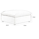 Benzara Fabric Upholstered Square Shape Ottoman with Round Legs, Off White BM219564 White Solid Wood and Fabric BM219564