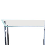 Benzara Tempered Glass Top End Table with U Shape Metal Frame, Chrome and Clear BM219603 Clear and Chrome Metal and Tempered Glass BM219603