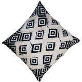 Benzara 18 x 18 Geometric and Fringe Accent Pillow Cover, Black and White BM219710 Black and White Fabric BM219710