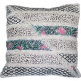 18 x 18 Cotton Accent Pillow Cover with Block Print, White and Black