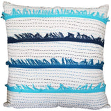 Benzara 18 x 18 Hand Embroidered Cotton Accent Pillow Cover, White and Blue BM219714 Blue and White Fabric BM219714